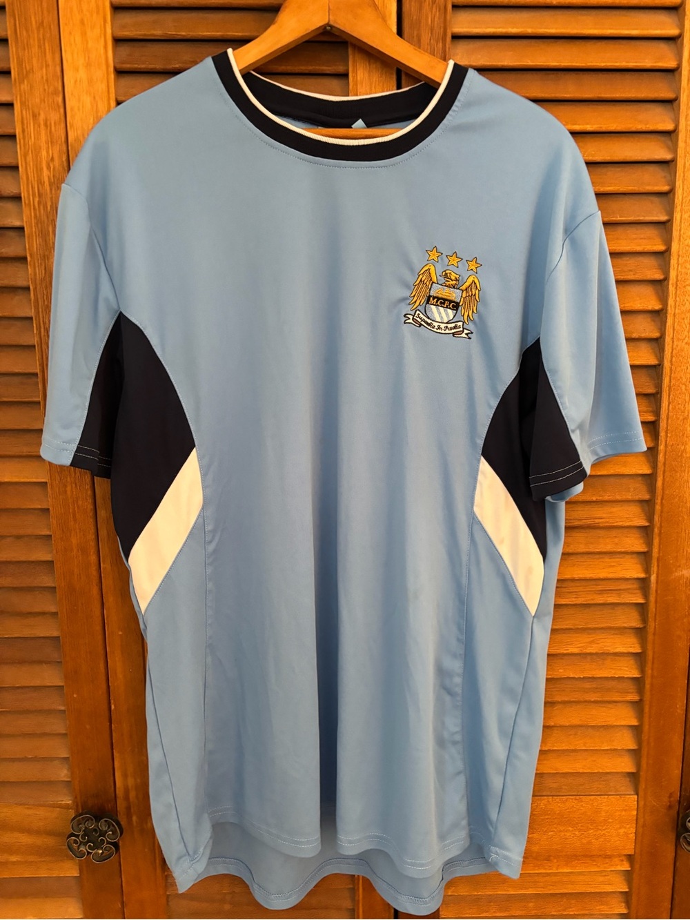 Men's Sky Blue Manchester City soccer jersey. Size large.